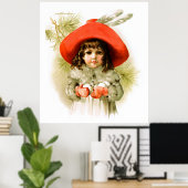 Maud Humphrey: Winter Meisje met sneeuwballen Poster (Thuiskantoor)