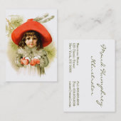 Maud Humphrey: Winter Meisje met sneeuwballen Visitekaartje (Voorkant / Achterkant)