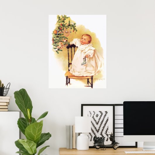 Maud Humphrey's kleine kerstmeisje Poster (Thuiskantoor)