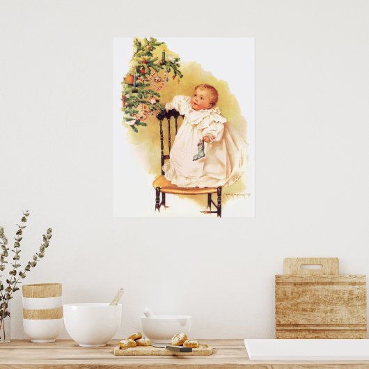 Maud Humphrey's kleine kerstmeisje Poster (Keuken)