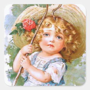 Maud Humphrey's Sweet Little Summer Girl Vierkante Sticker