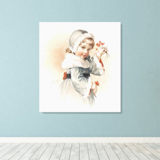 Maud Humphrey's Winter Girl Canvas Afdruk (Insitu (Houten vloer))