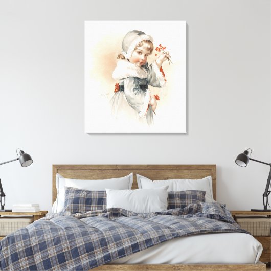Maud Humphrey's Winter Girl Canvas Afdruk (Insitu (Slaapkamer))