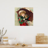 Maud Humphrey's Winter Girl met hond Poster (Keuken)