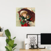 Maud Humphrey's Winter Girl met hond Poster (Thuiskantoor)