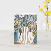 Maude Blue Floral Wenskaart Kaart (Gele Bloem)