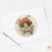 Maude Humphrey Meisje en Sneeuwballen Ronde Sticker (Envelop)