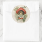 Maude Humphrey Meisje en Sneeuwballen Ronde Sticker (Tas)