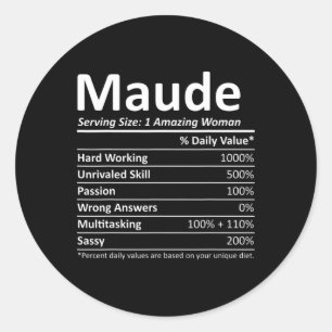 Maude Voeding Gepersonaliseerde Naam Grappig Kerst Ronde Sticker