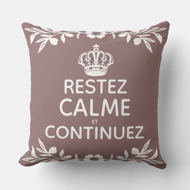 maugurele white olive branch French Keep Calm Carr Kussen (Voorkant)