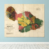 Maui, 1885,  antiquair Hawaii kaart Canvas Afdruk (Insitu (Houten vloer))