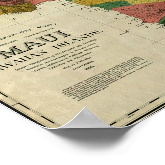 Maui, 1885,  Hawaii-kaart Poster (Hoek)