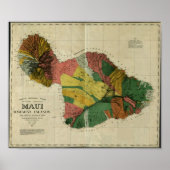 Maui, 1885,  Hawaii-kaart Poster (Voorkant)