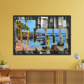 Maui-afbeeldingen op bamboe-achtergrond canvas afdruk (Insitu (Woonkamer))