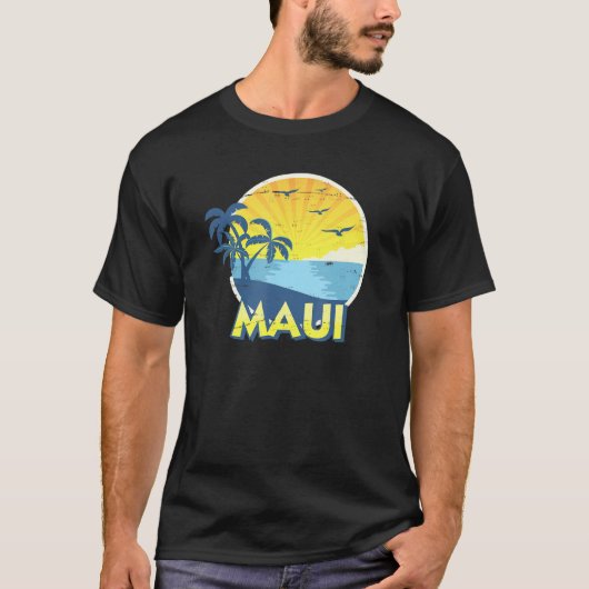 Maui Aloha Island Surfing 70 s Retro T-shirt (Voorkant)