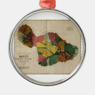 Maui - Antiquarian Hawaii Survey Map, 1885 Metalen Ornament