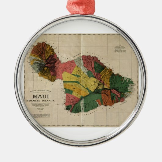 Maui -  Antiquarian Hawaii Survey Map, 1885 Metalen Ornament (Voorkant)