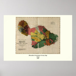 Maui -  Antiquarian Hawaii Survey Map, 1885 Poster