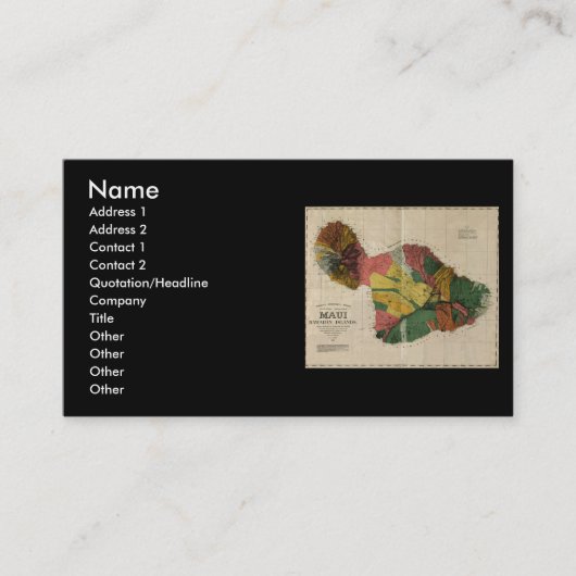 Maui -  Antiquarian Hawaii Survey Map, 1885 Visitekaartje (Voorkant)