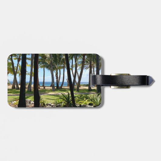 Maui Beach Hawaii Palm Trees Bagagelabel (Achterkant horizontaal)