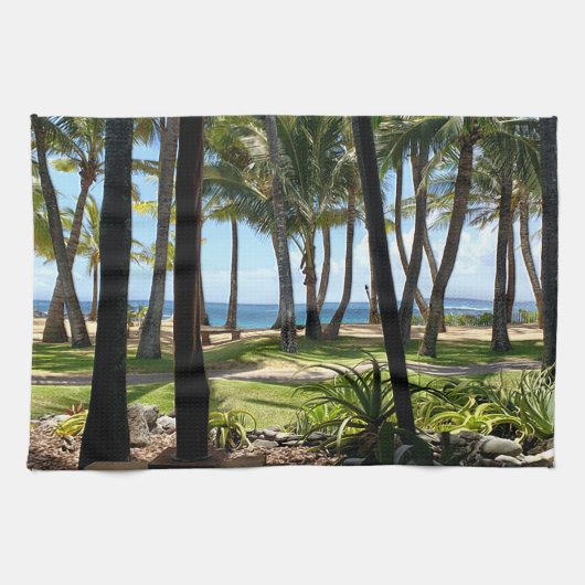 Maui Beach Hawaii Palm Trees Theedoek (Horizontaal)