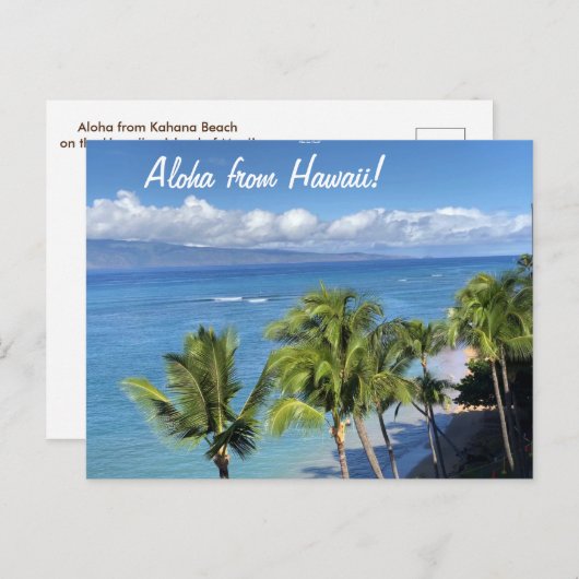 Maui Beach met Ocean en Palms Briefkaart (Voorkant / Achterkant)