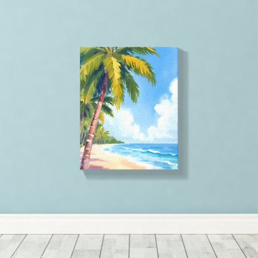 Maui Beach Palm Trees Hawaii Schilderij Canvas Afdruk (Insitu (Houten vloer))
