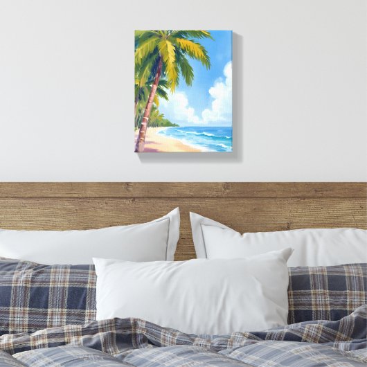 Maui Beach Palm Trees Hawaii Schilderij Canvas Afdruk (Insitu (Slaapkamer))