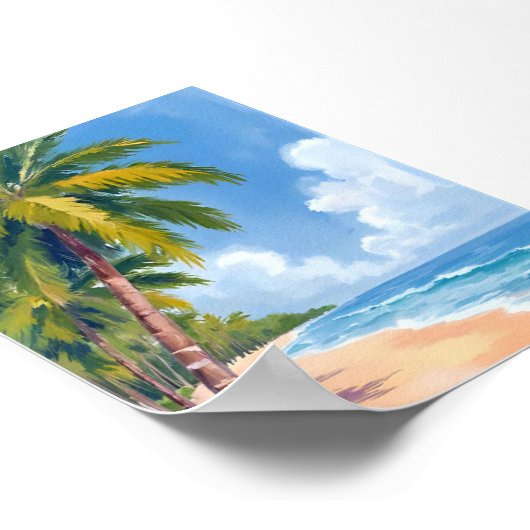 Maui Beach Palm Trees Hawaii Schilderij Poster (Hoek)