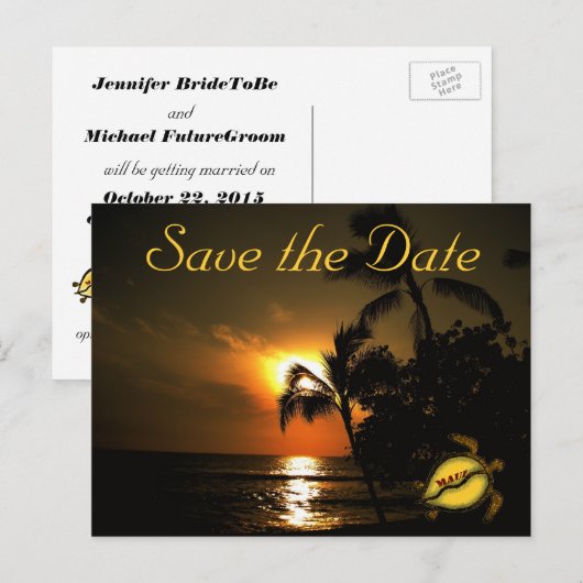 Maui Beach Shoreline Wedding Aankondigingskaart (Voorkant / Achterkant)