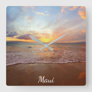 Maui Beach Sunset Acrylwand Vierkante Klok