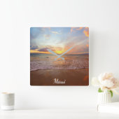 Maui Beach Sunset Acrylwand Vierkante Klok (Huis)