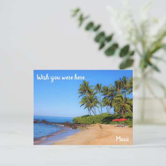 Maui Beach Umbrella wou dat je hier was Briefkaart (Staand voorkant)