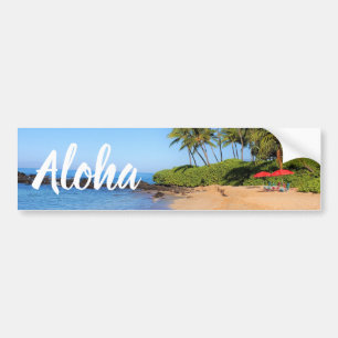 Maui Beach Umbrellas Aloha Bumpersticker
