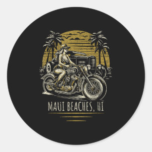 Maui Beaches Hawaii Motorfiets Hotrod Desi Ronde Sticker