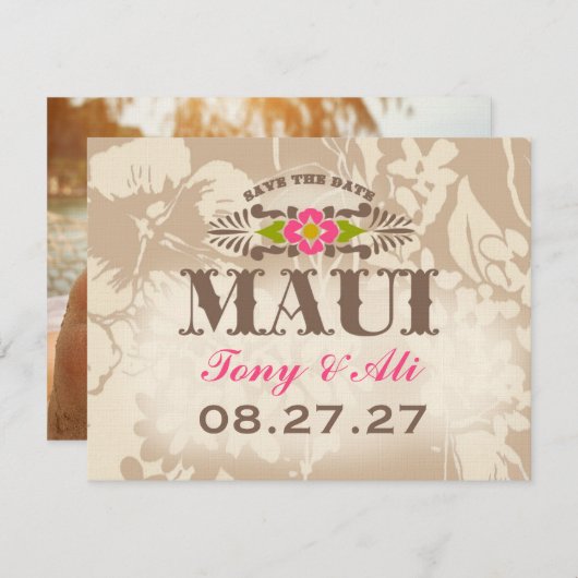 MAUI bewaart de Datumlijn Save The Date (Voorkant / Achterkant)