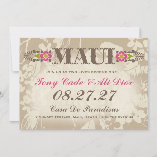 MAUI Destination Tropical Floral Linen Kaart (Voorkant)