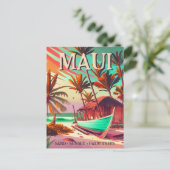 Maui eiland Hawaii tropische zonsondergang palm bo Briefkaart (Staand voorkant)