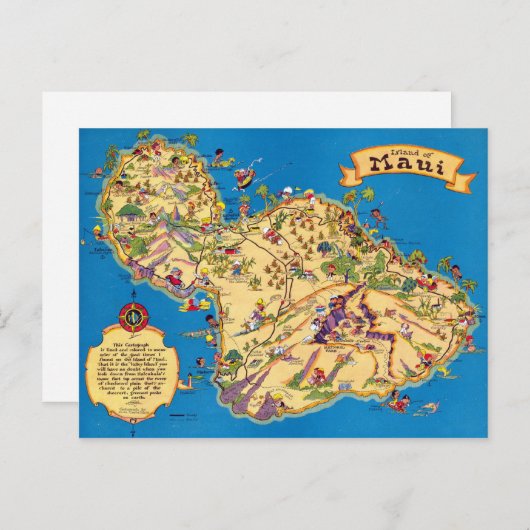Maui Funny Map Briefkaart (Voorkant / Achterkant)