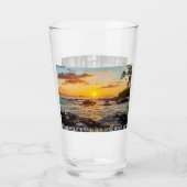 Maui graphics, bamboe & Pa'ako Beach, Beer Glass Glas (Achterkant)