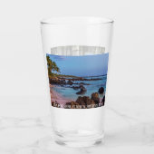 Maui graphics en Lava Rocks op Dusk, Beer Glass Glas (Achterkant)