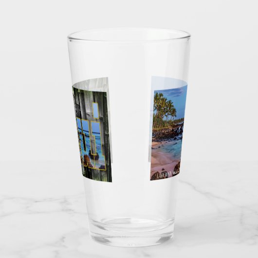 Maui graphics en Lava Rocks op Dusk, Beer Glass Glas (Links)