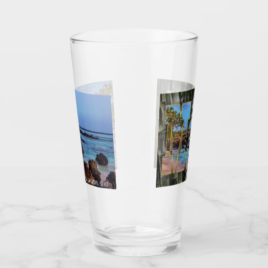 Maui graphics en Lava Rocks op Dusk, Beer Glass Glas (Rechts)