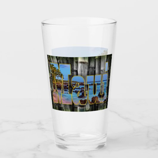 Maui graphics en Lava Rocks op Dusk, Beer Glass Glas (Voorkant)