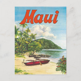 Maui, Hawaï, boten op het strand, vintage, reizen Briefkaart