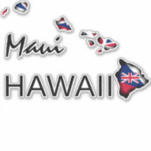 MAUI - HAWAÏ EILANDEN HI Vlag ZWART Sticker (Voorkant)