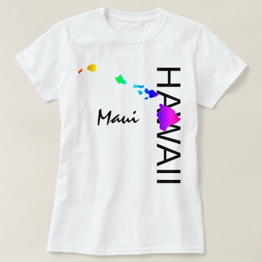 MAUI - HAWAÏ-EILANDEN NEON REGENBOOG T-SHIRT (Design voorkant)