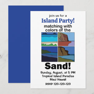 Maui Hawaï Feest met bijpassende kleuren van zand Kaart