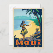 Maui, Hawaï | Meisje Hula & Ukele Briefkaart (Voorkant / Achterkant)