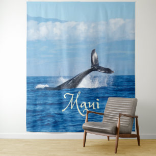 Maui Hawaï Staart Walvis Oceaan Wandkleed
